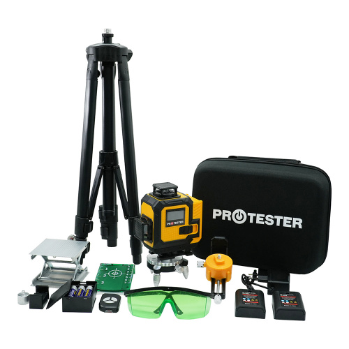 Лазерный уровень 16 линий 4D (2xH360/2xV360, LCD-дисплей, пульт ДУ + штатив - зеленый луч) в интернет-магазине