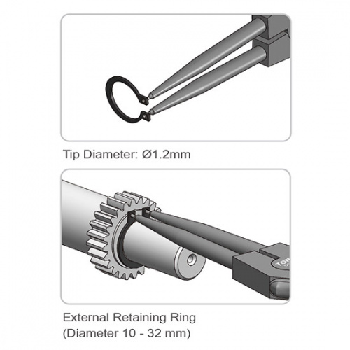 Круглогубцы для снятия стопорных колец Extra Long (разжим прямые) недорого